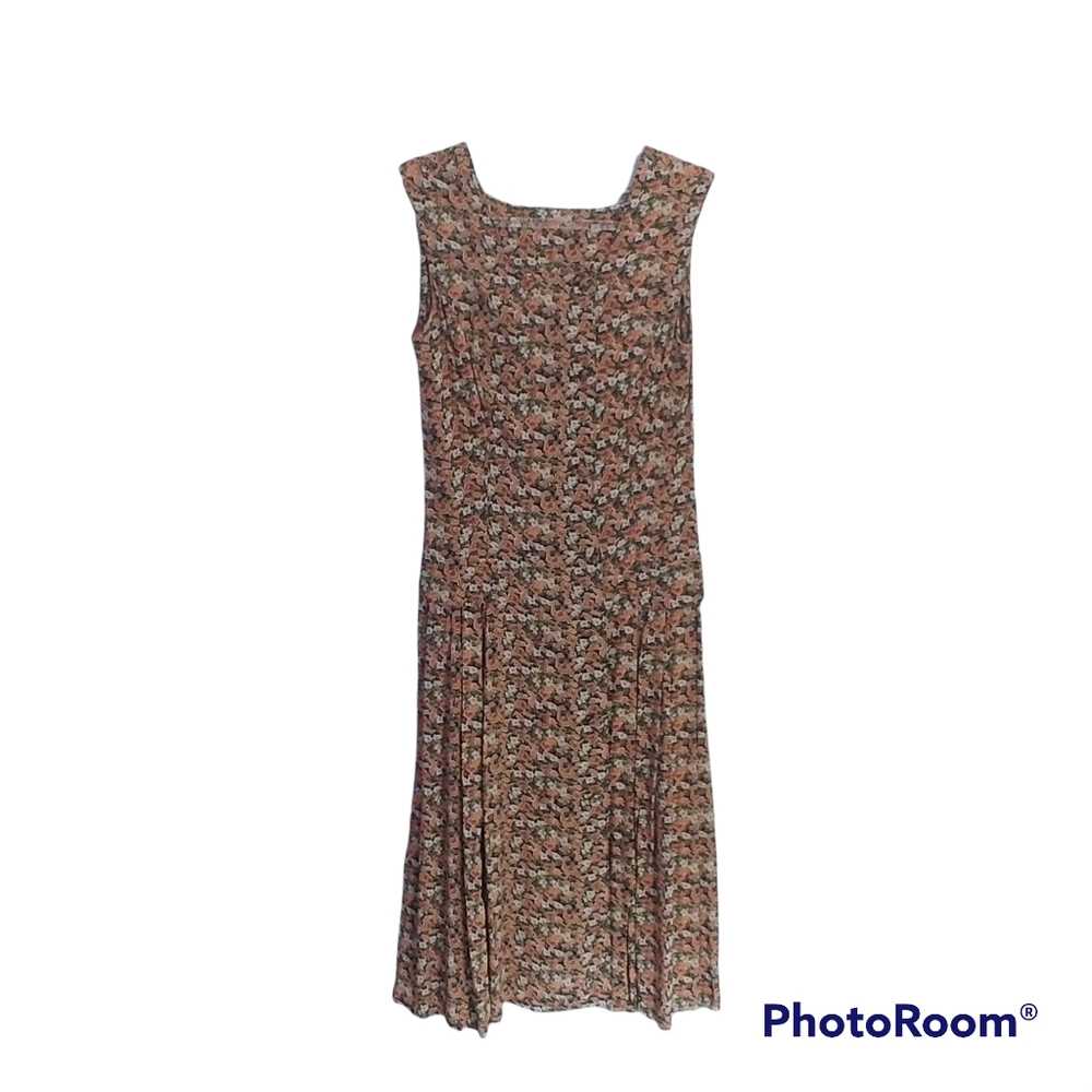 Vintage Positive Influence Sleeveless Micro Floral Print Midi Dress SZ 5/6